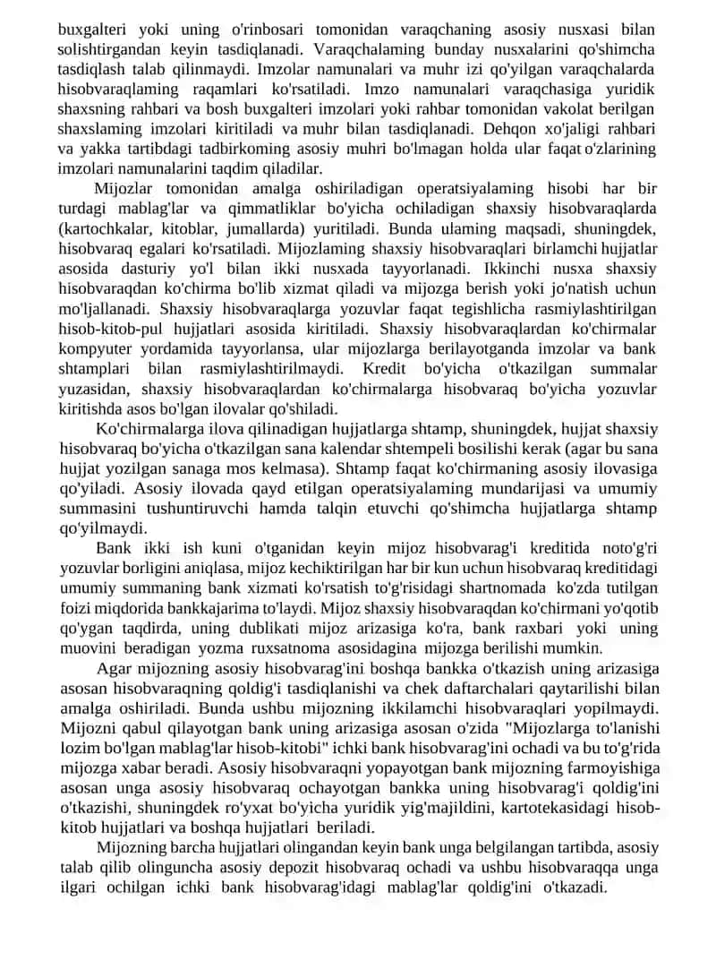 Banklarda hisob kitob operatsiyalari hisobi 2