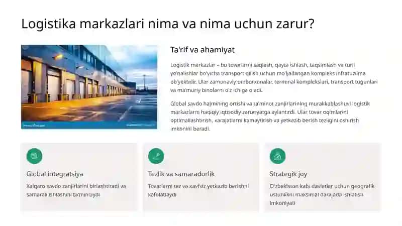 Logistik markazlarning shakllanishi va vazifasi 2