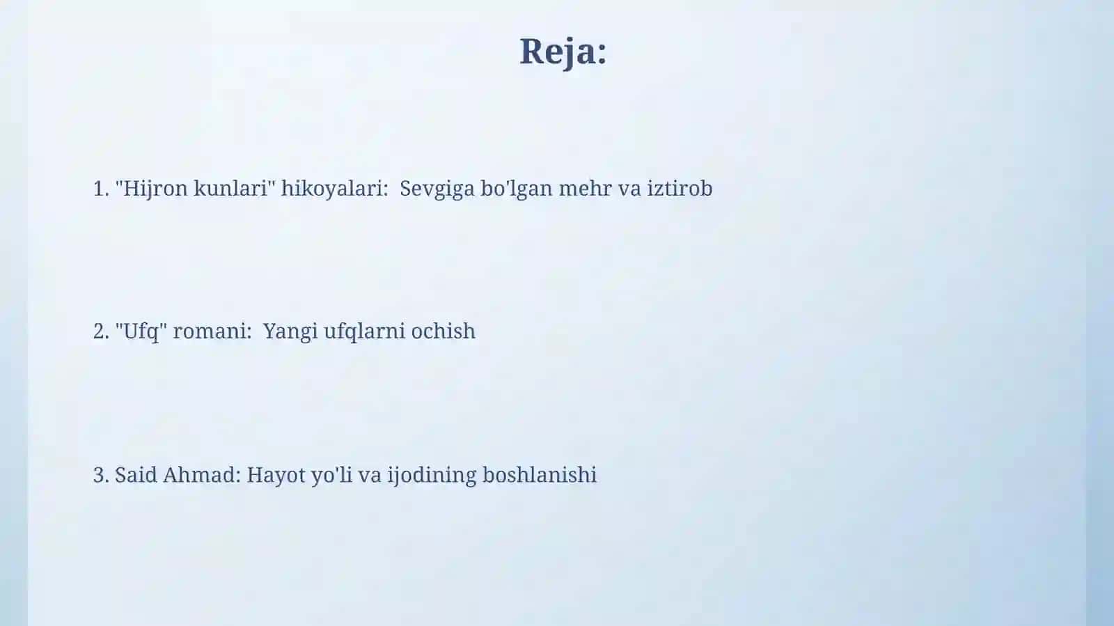 Said Ahmadning Ufq "hijron kunlari" 2