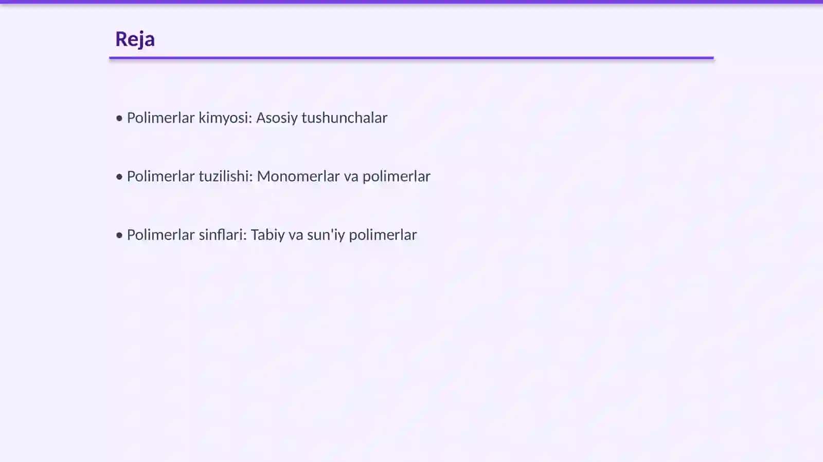 Polimerlar kimyosi fani. Polimer va ularning oʻziga xos-xususiyatlari 2
