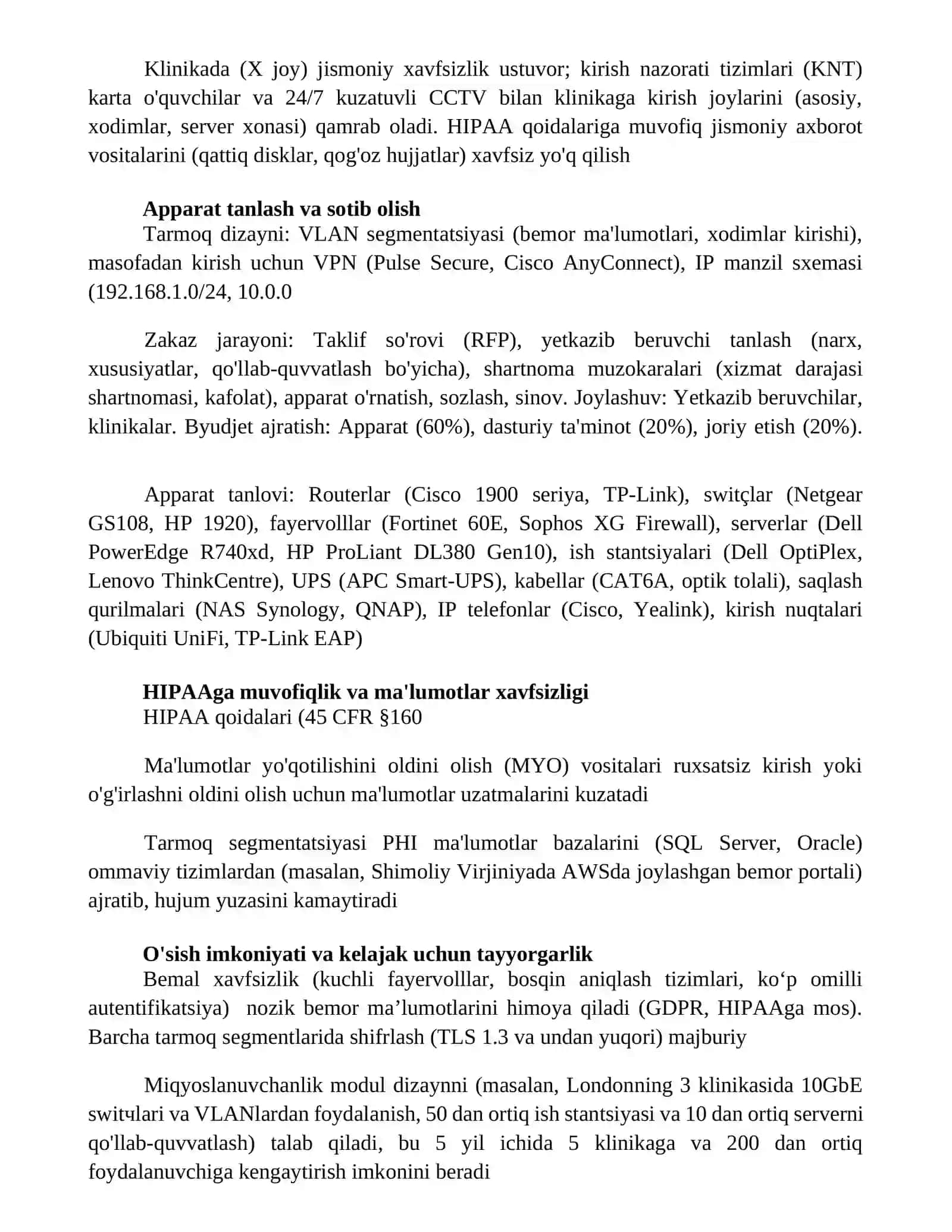 Xususiy shifoxonalar uchun kompyuter tarmoqlarini loyihalash 2