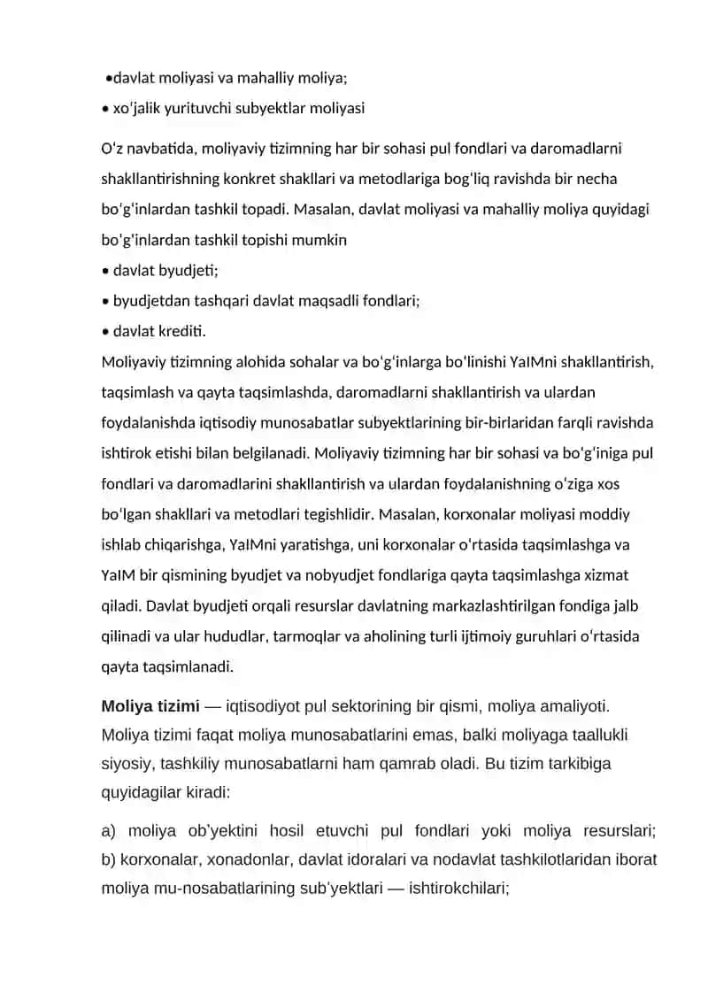 O’zbekiston Respublikasi moliya tizimi 2
