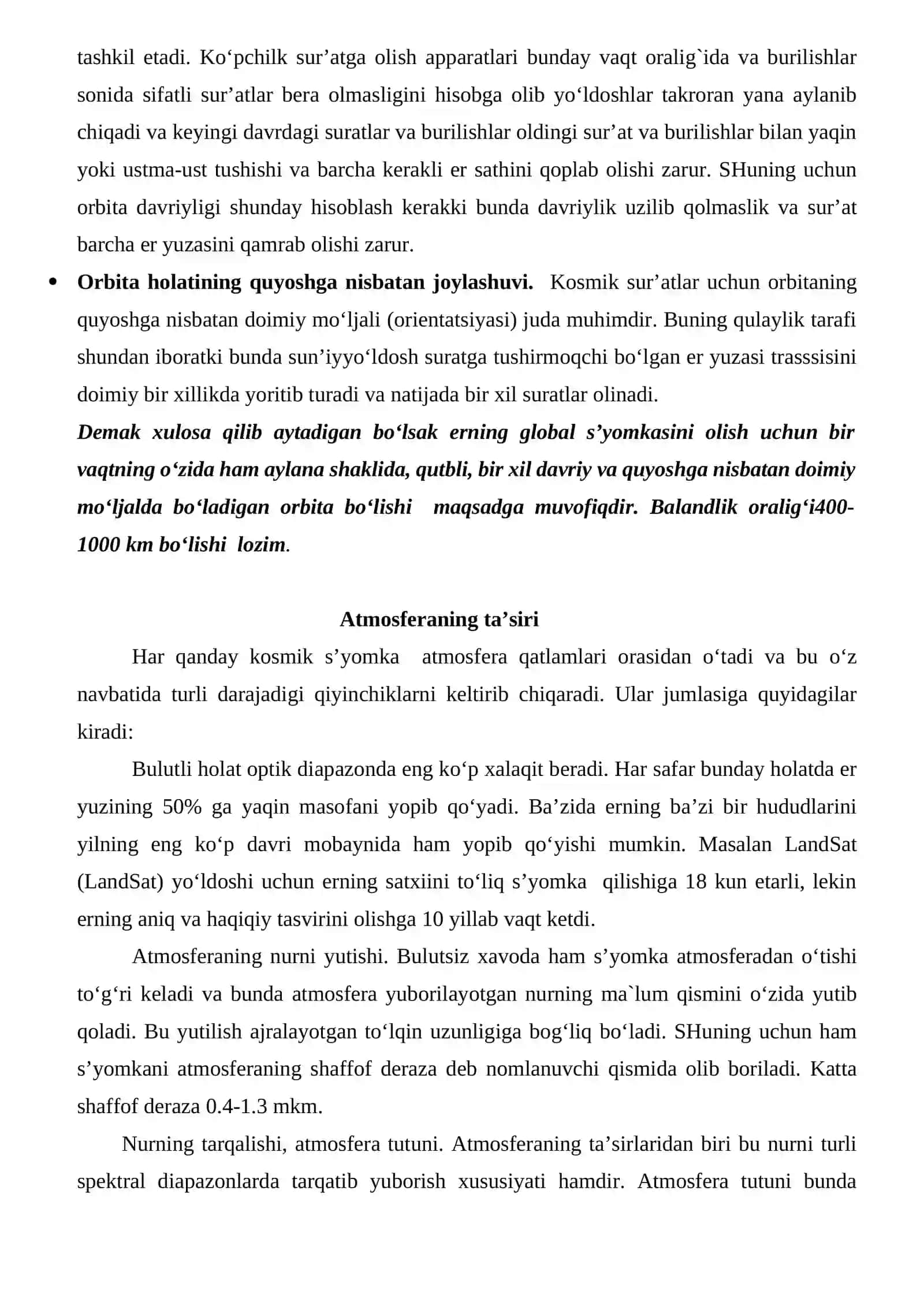 Kosmik sur’atlar bilan ishlash 2