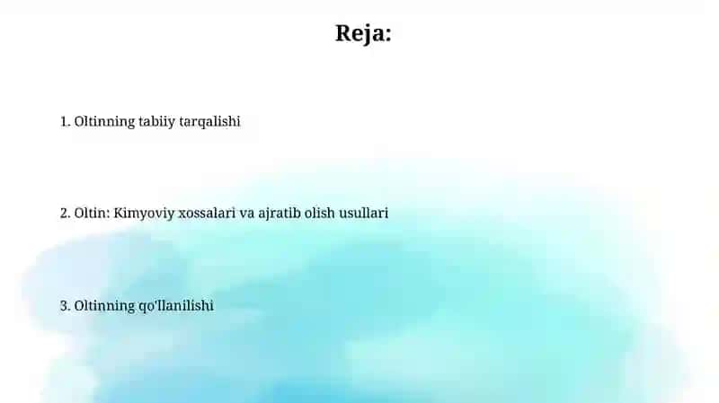 Oltinning qo'llanilishi 2