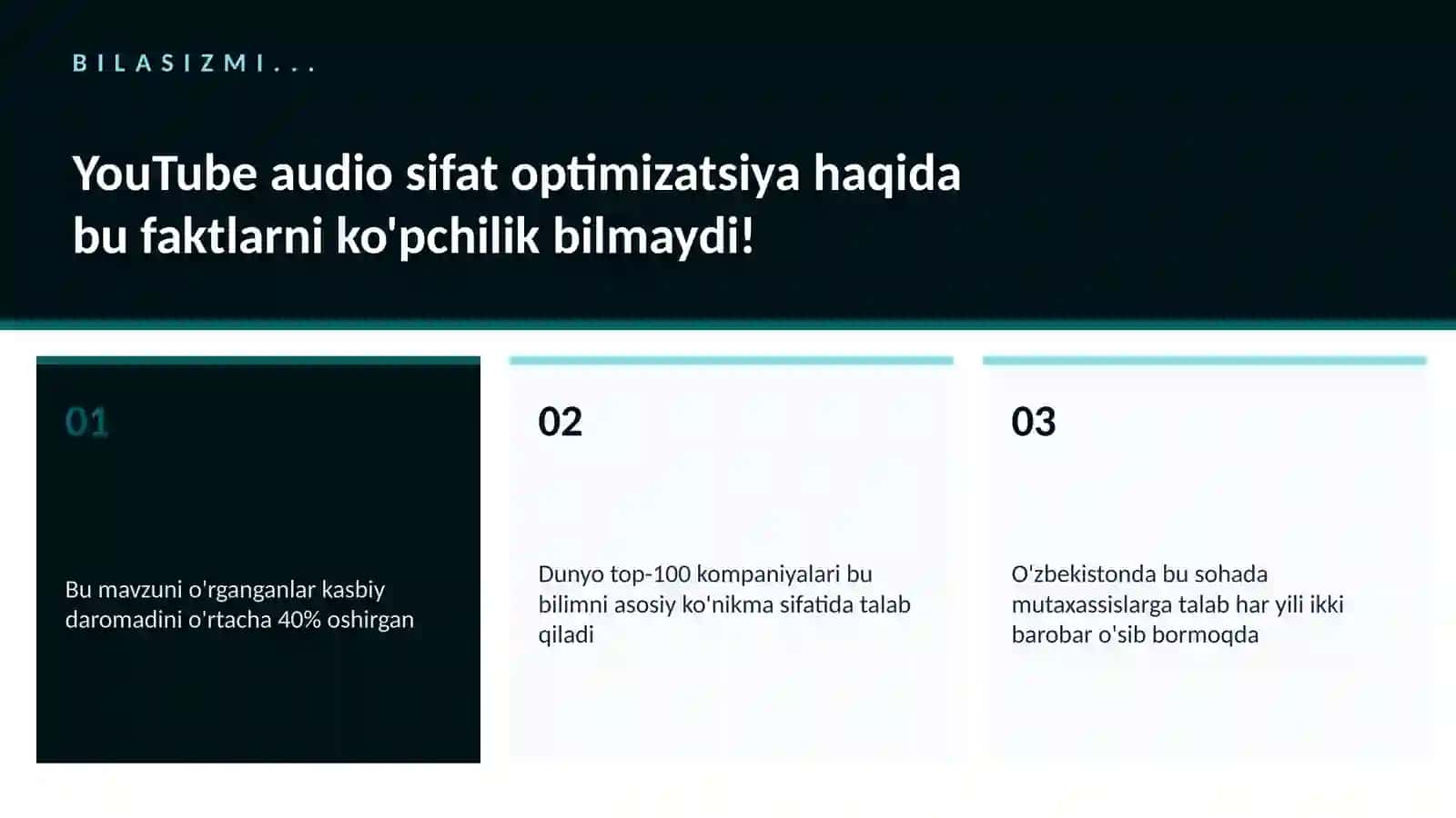 YouTube audio sifat optimizatsiya 2
