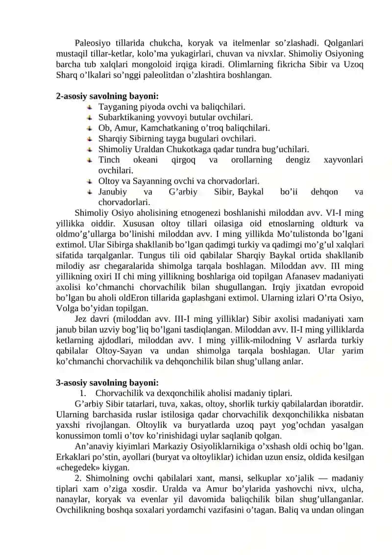 Shimoliy Osiyo (Sibir) xalqlari 2