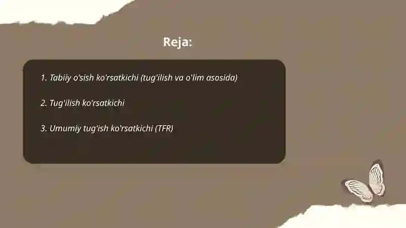 Aholi harakatining statistik ko'rsatkichlari 2