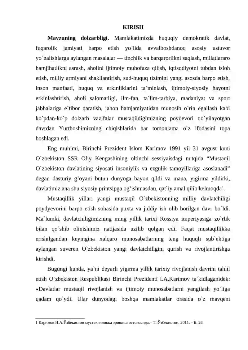 TASHQI SAVDO VA UNDA O’ZBEKISTON RESPUBLIKASINING TUTGAN O’RNI 2