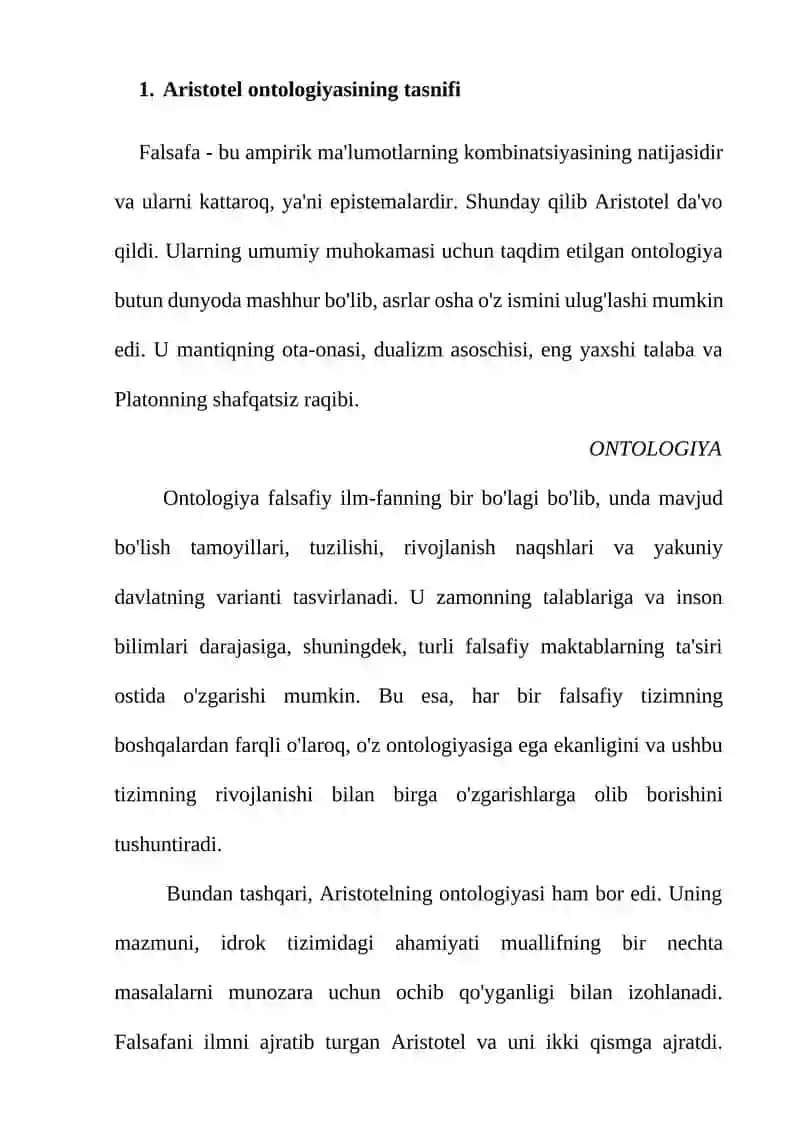 Aristotel ontologiyasi 2