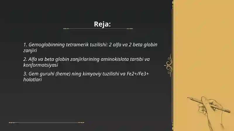 Gemoglobin tuzilishi va molekular asosi 2