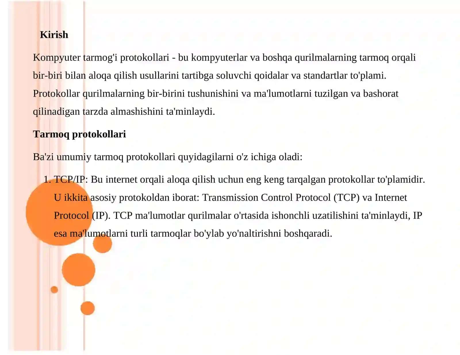 Kompyuter tarmoqlarining asosiy protokollari 2