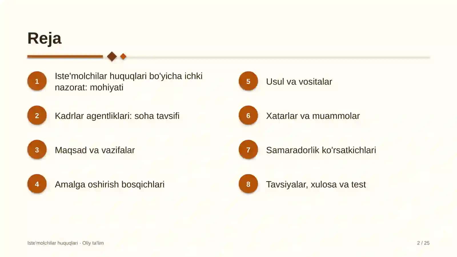 Kadrlar agentliklarida iste'molchilar huquqlari bo'yicha ichki nazorat 2