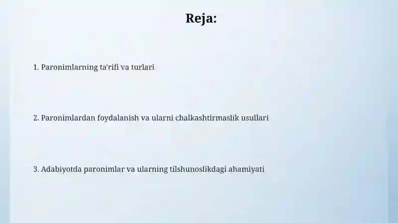 Paronimlar: Ta'rif va Xususiyatlar 2