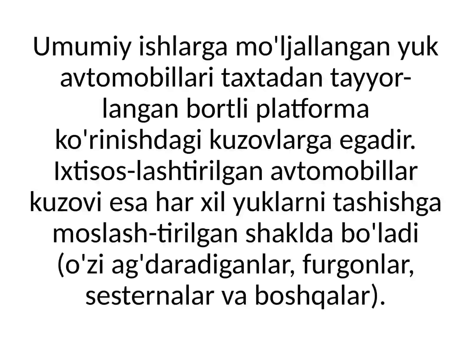 YUKAVTOMOBILI VA YENGIL AVTOMOBIL KUZOVLARINI TURLARI 2