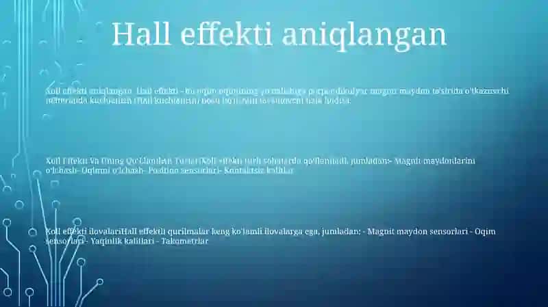 Xoll Effekti Va Uning QoʻLlanilish Turlari 2