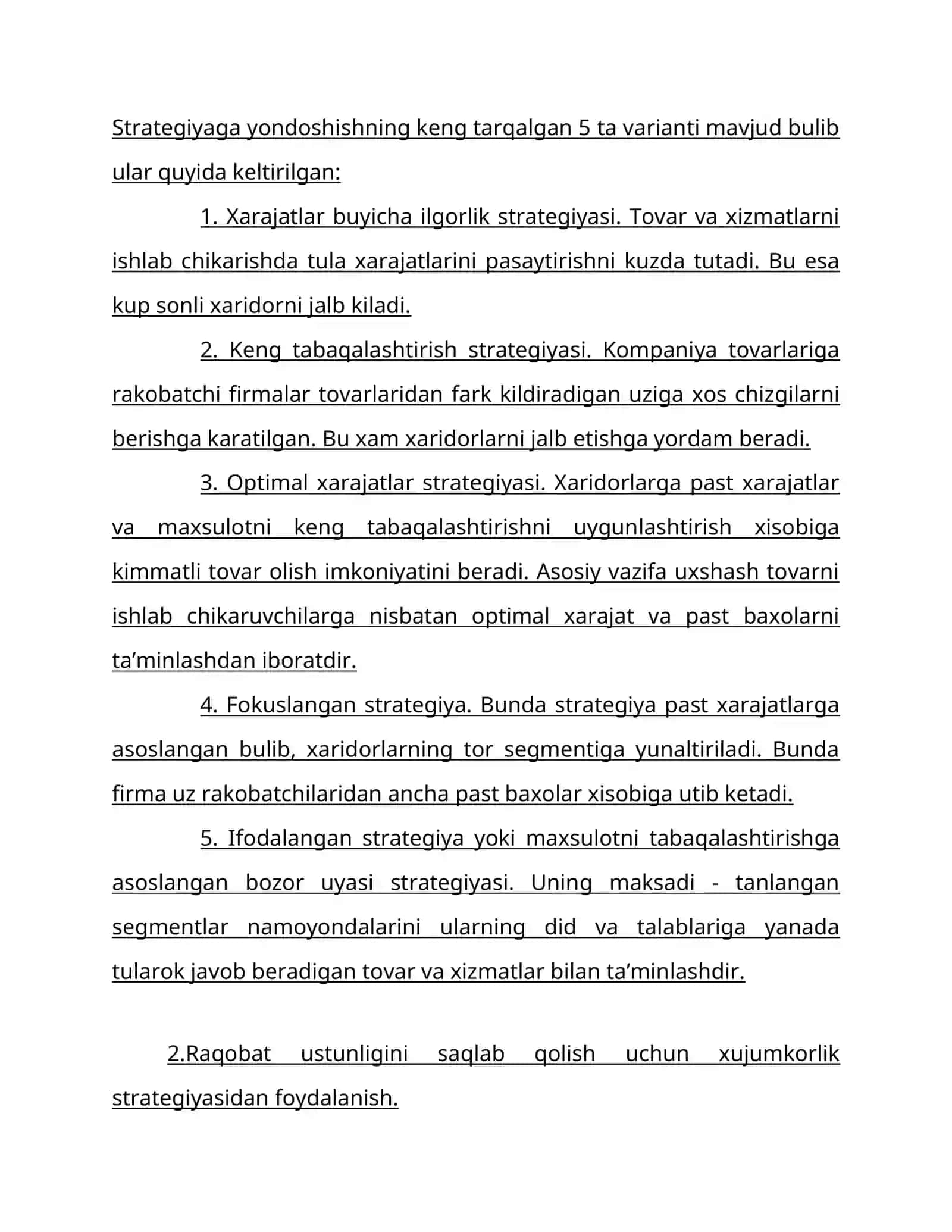 Raqobat va raqiblar strategiyalari 2