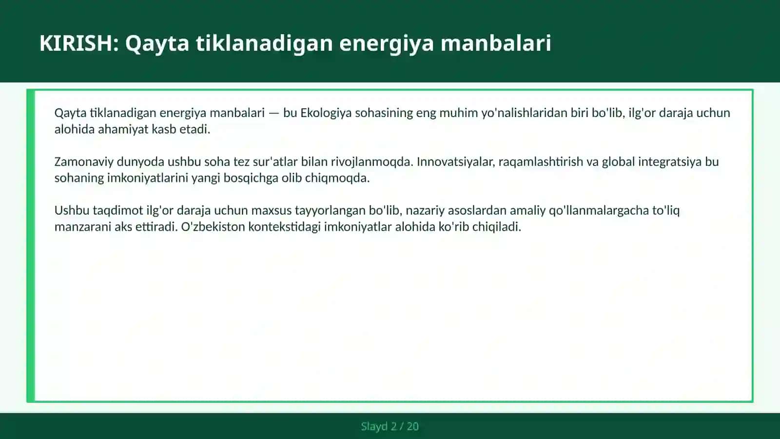 QAYTA TIKLANADIGAN ENERGIYA MANBALARI 2