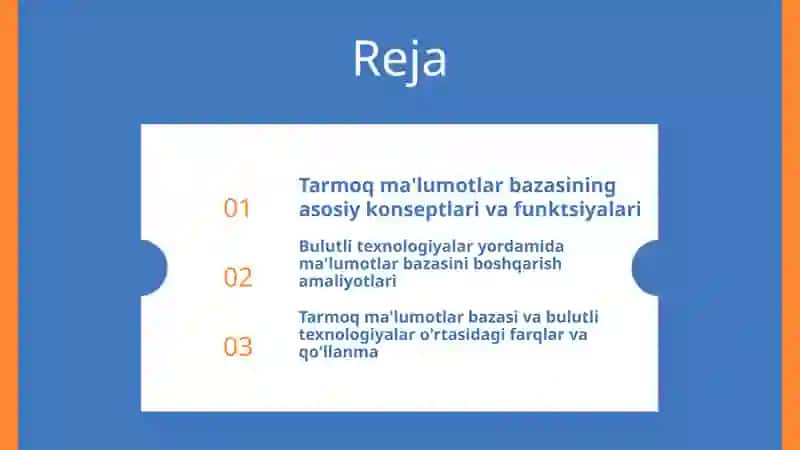 Tarmoq ma'lumot bazasi bulutli texnalogiya 2