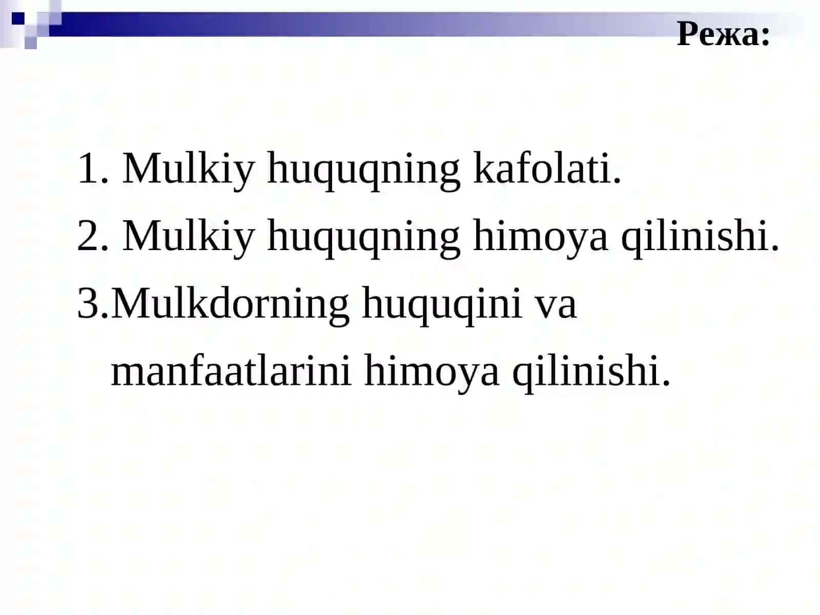 MULK HUQUQINING KAFOLATI VA HIMOYA QILINISHI 2