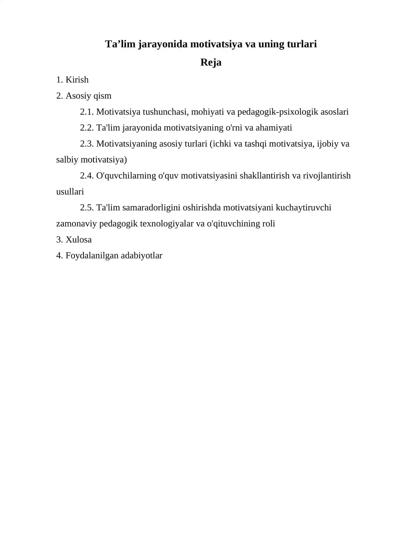 Ta’lim jarayonida motivatsiya va uning turlari 2