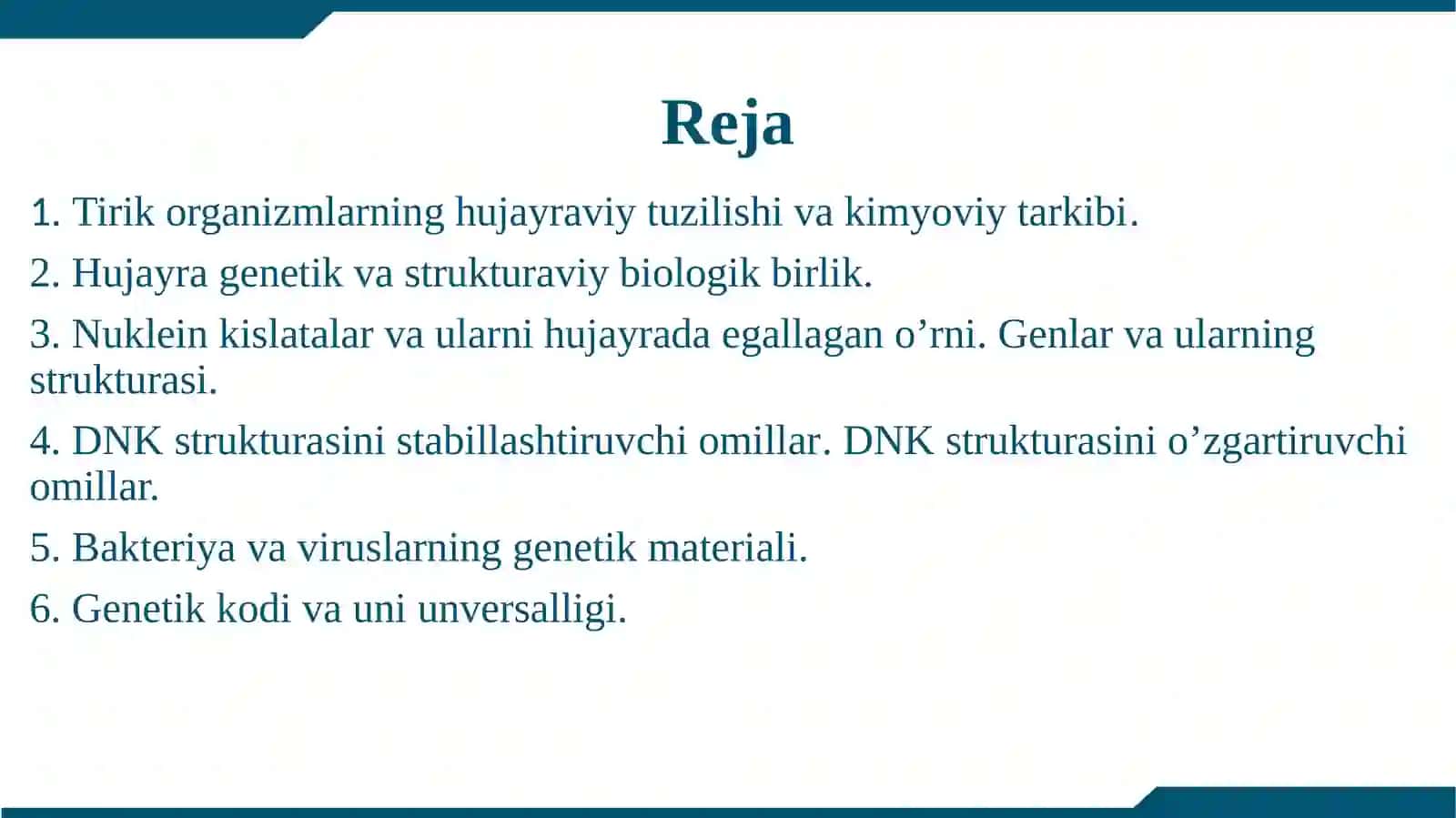 Hayotning molekulyar asoslari 2