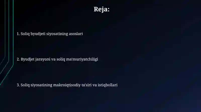 Soliq byudjet siyosati 2