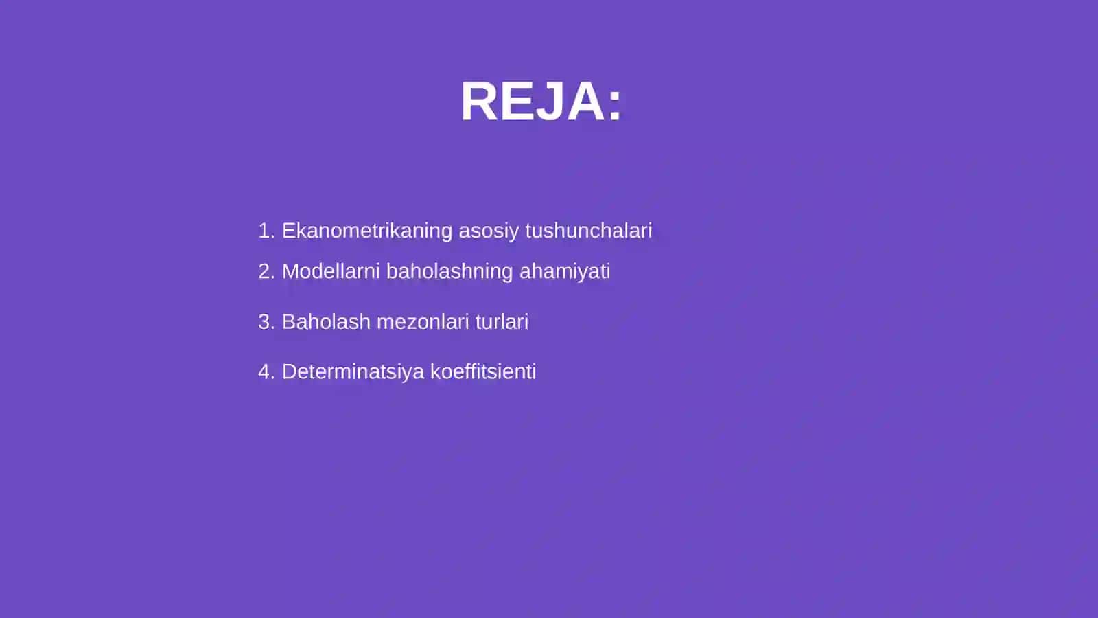 Ekanometrik modellarni baxolash 2