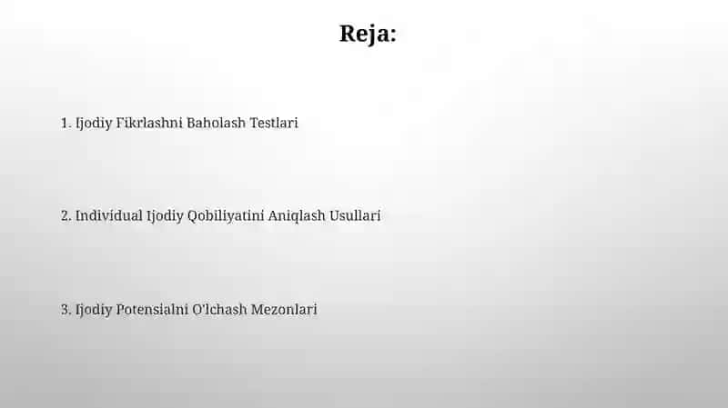 Shaxs kreativligini aniqlash metodi 2