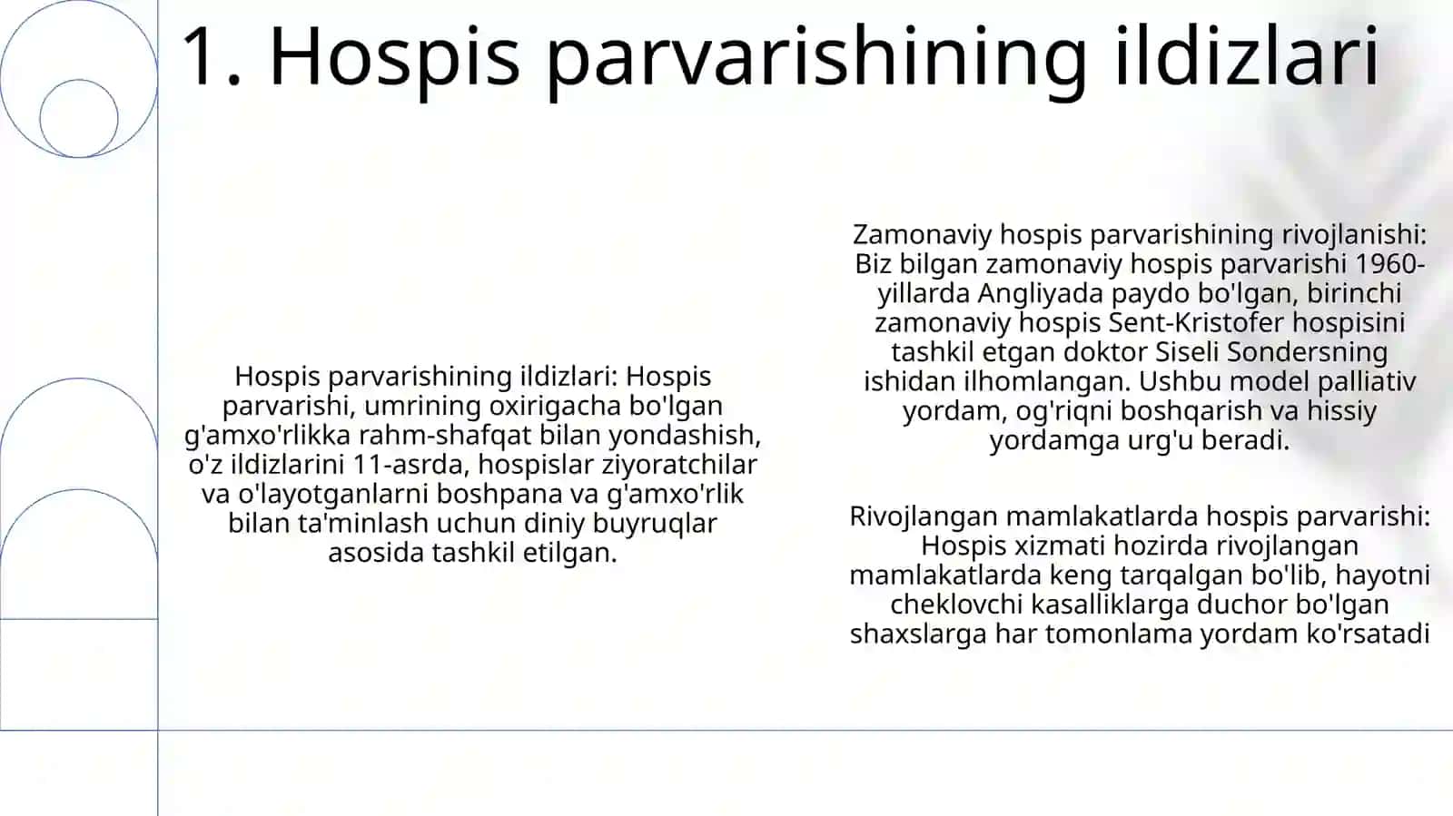 Hospis parvarishining ildizlari 2