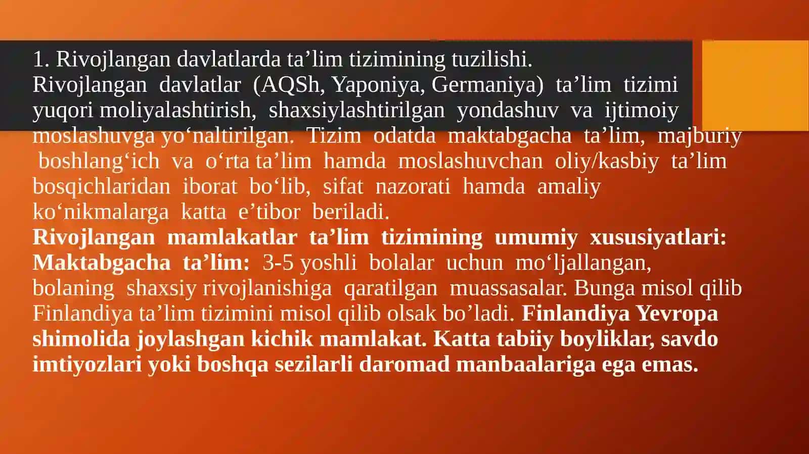 Jahonning rivojlangan davlatlarda ta’lim tizimi 2