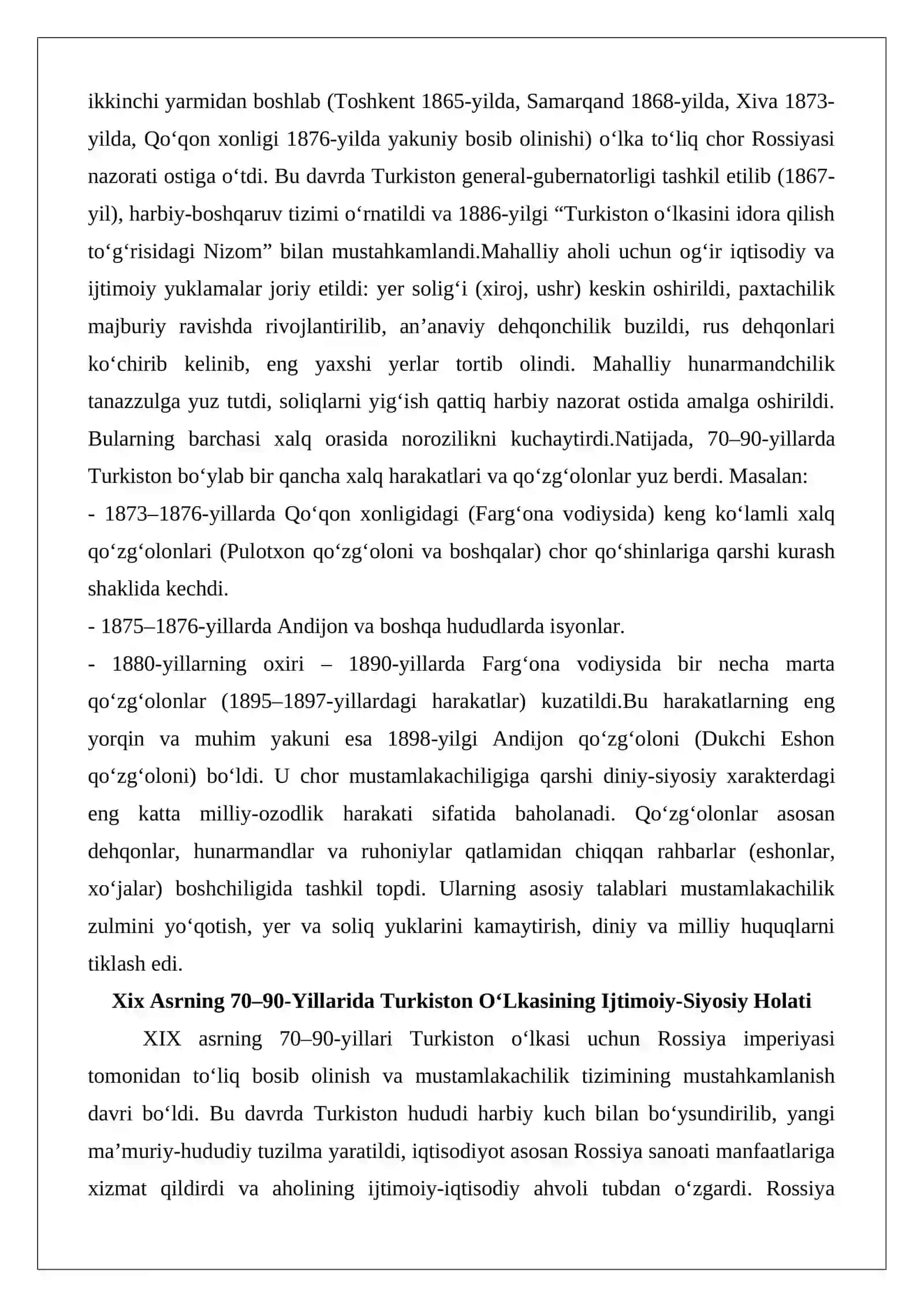 Turkiston o‘lkasida xalq harakatlari 2