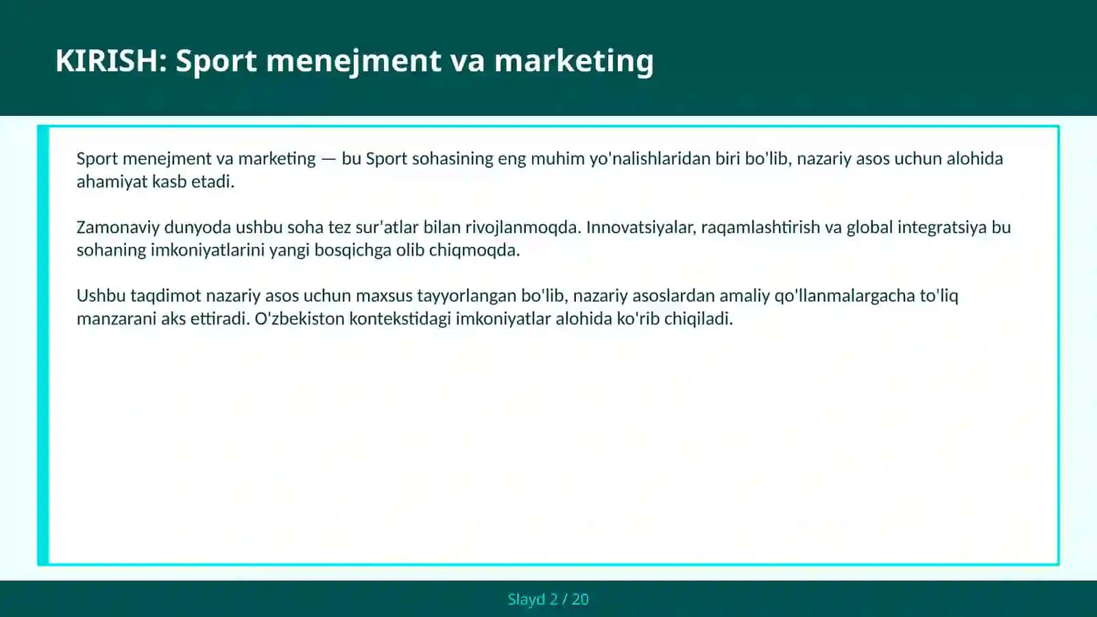 Sport Menejment va Marketing 2
