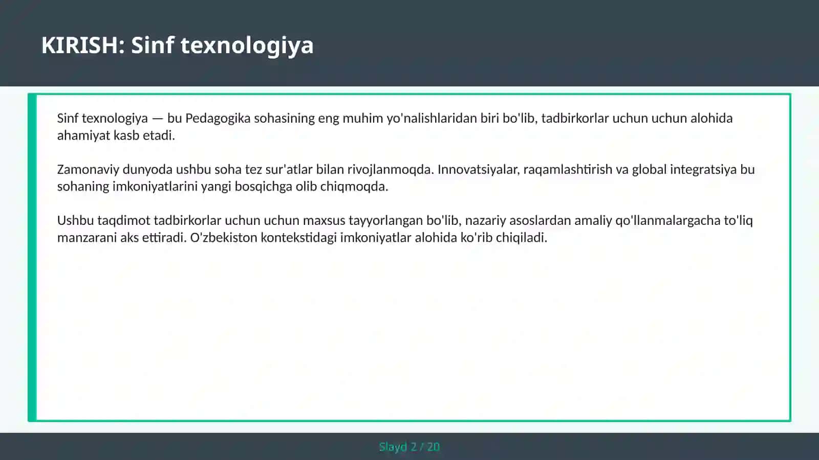 Sinf texnologiya 2