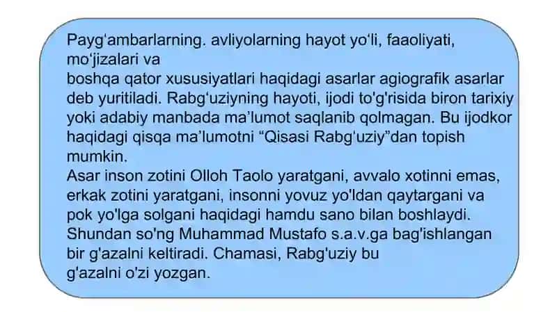 Rabg'uziy va Pahlavon Mahmud ijodi. 2