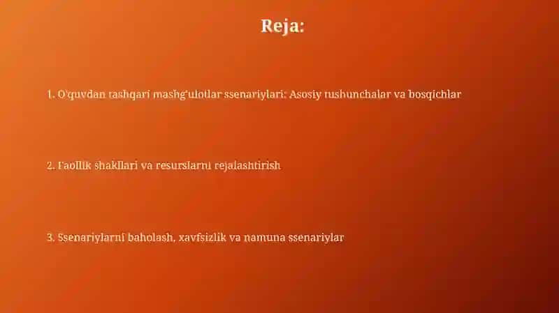 O'quvdan tashqari mashg'ulotlar ssenariylari 2