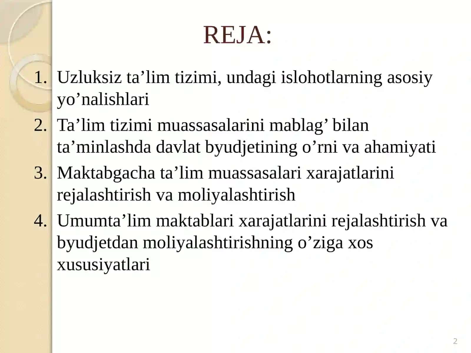 Davlat byudjetining ta’lim tizimi xarajatlari 2