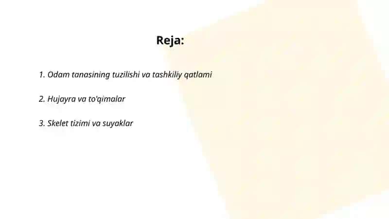 Odam tanasi haqida umumiy maʼlumot 2