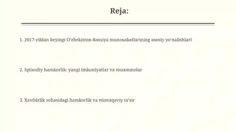 Oʻzbekiston-Rossiya Munosabatlari 2