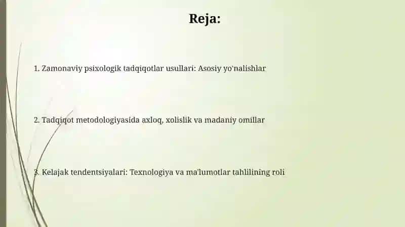 Zamonaviy psixologik tadqiqotlar usullari 2