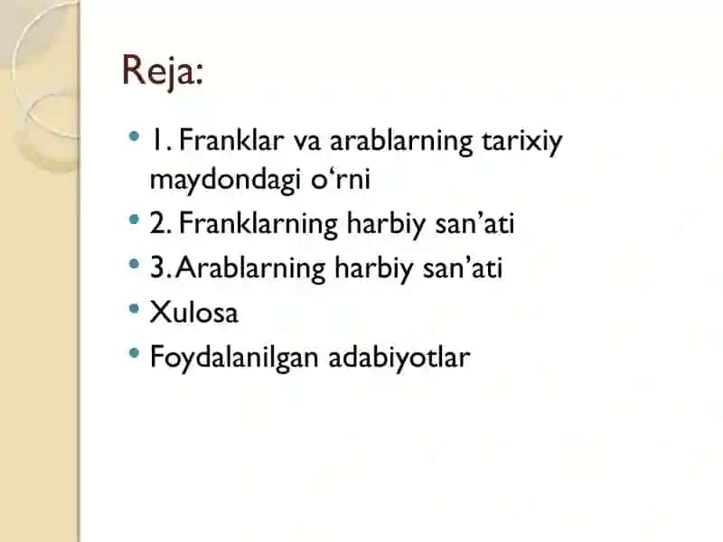O’rta davrda Franklar va Arablarning tarixiy maydondagi o‘rni 2