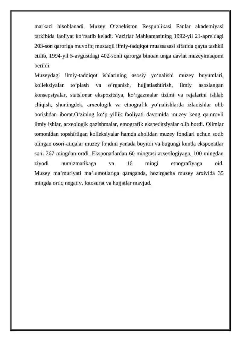 O‘ZBEKISTON TARIXI DAVLAT MUZEYI 2