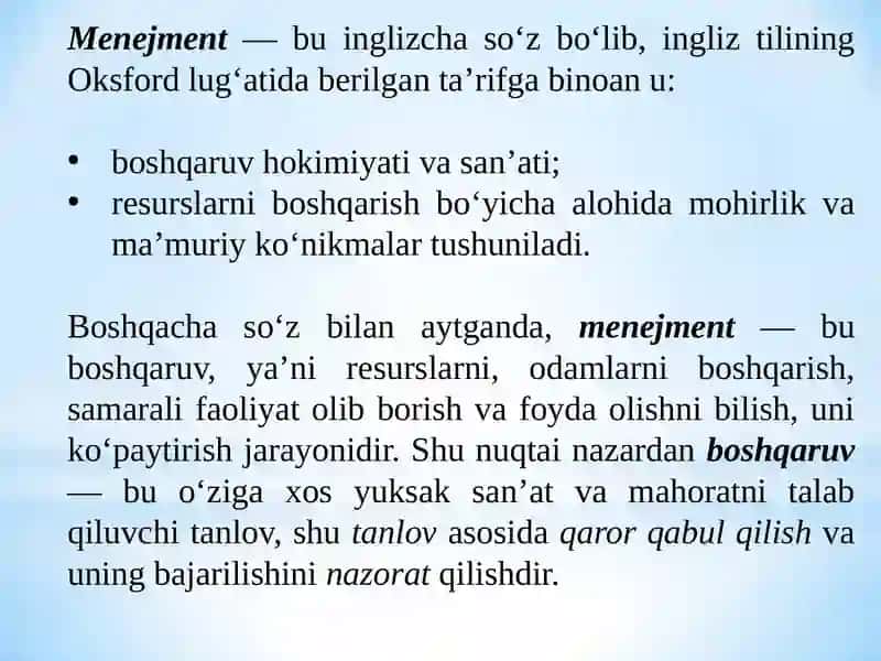 Menejmentning rivojlanish tarixi va hozirgi holati 2