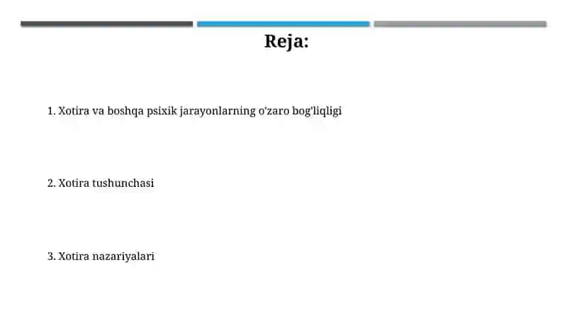 Xotira va boshqa psixik jarayonlarning o'zaro bog'liqligi 2