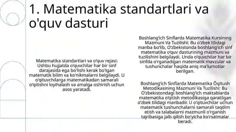 Boshlanğich Sinflarda Matematika Kursining Mazmuni Va Tuzilishi 2