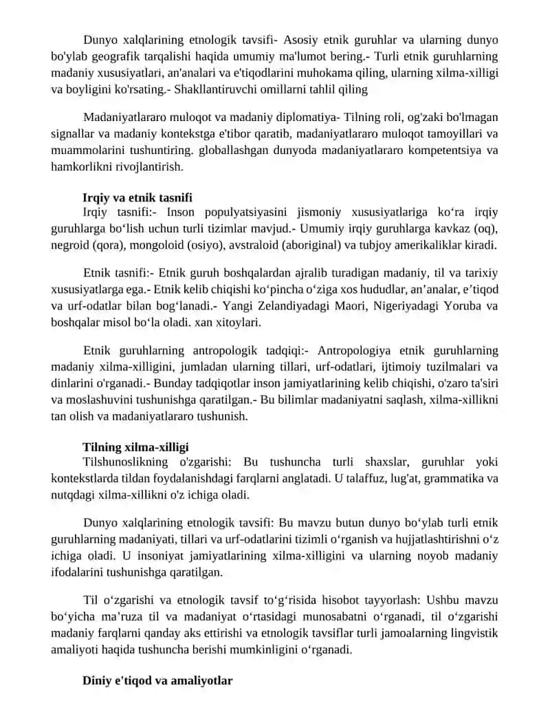 Dunyo Xalqlarining Etnologik Tavsifi Mavzusida Referat Tayyorlash 2