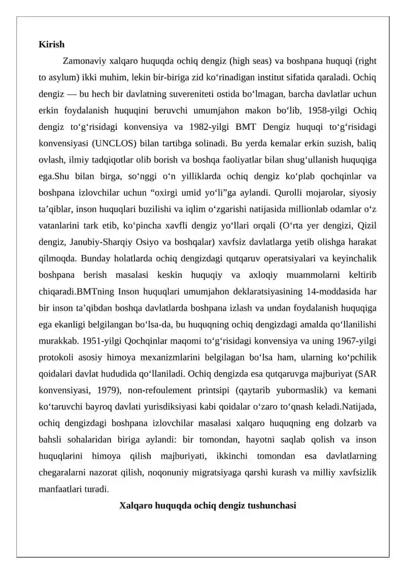 Ochiq dengiz va boshpana huquqi 2