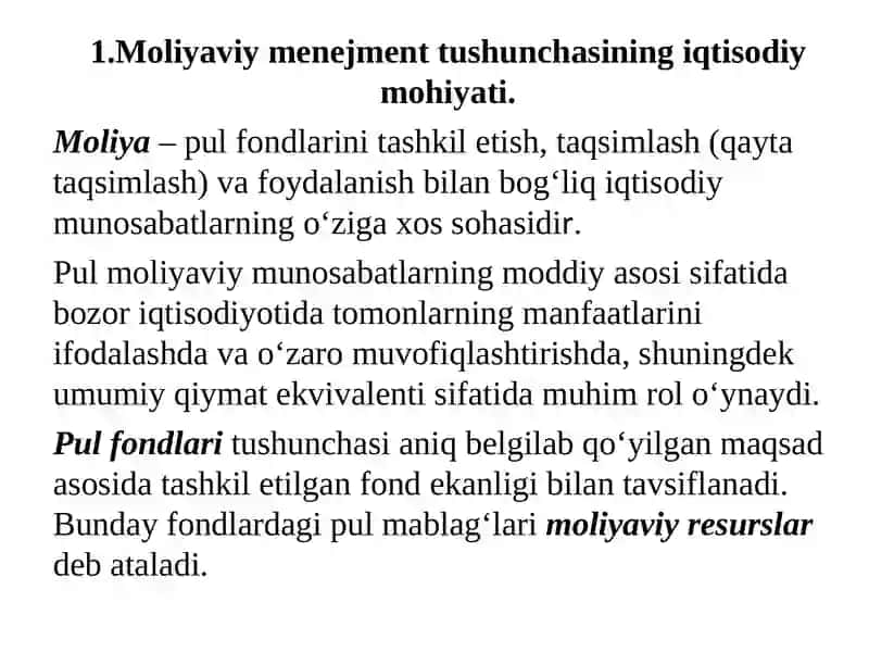 Moliyaviy menejmentning kontseptual asoslari 2