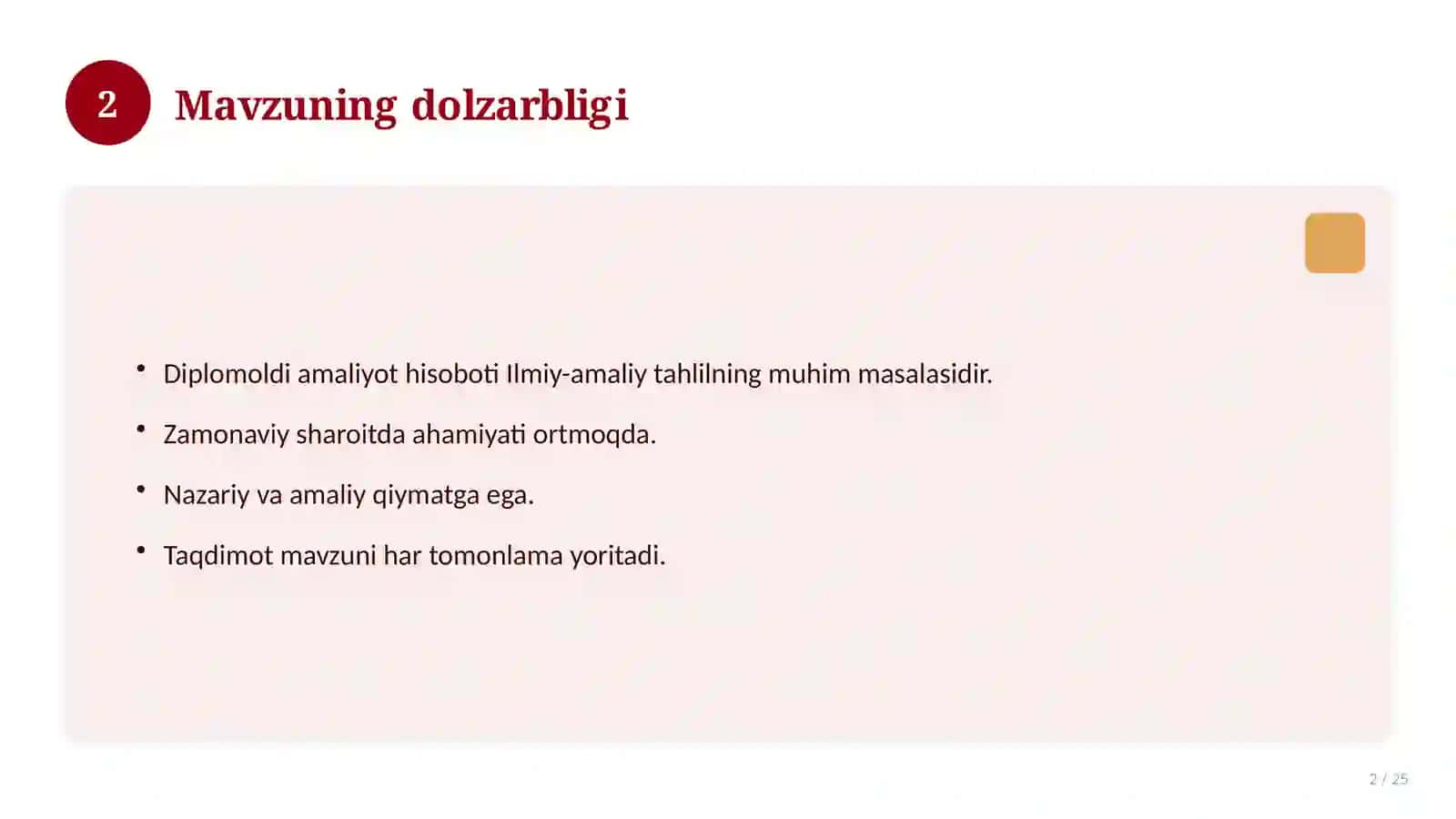 Diplomoldi amaliyot hisoboti 2