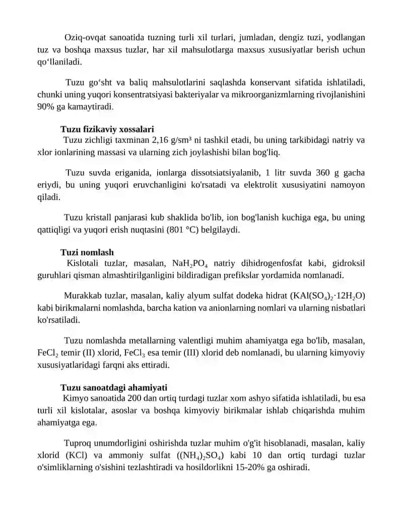 Kimyoviy formulalar va tuzlar 2