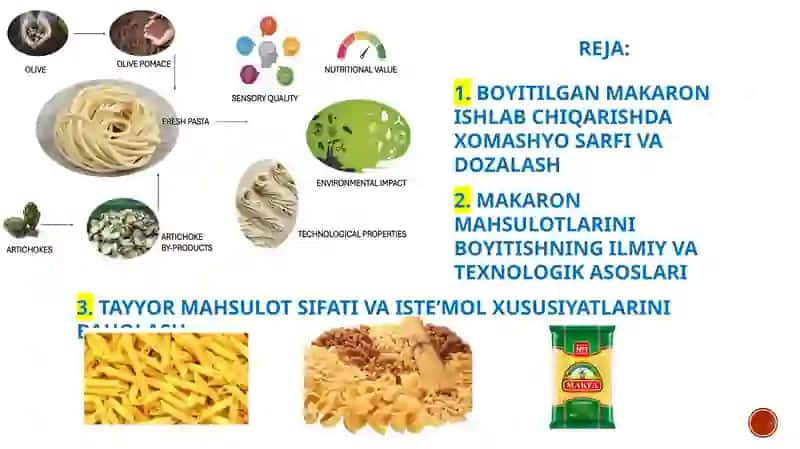 MAKARON MAHSULOTLARINI ISHLAB CHIQARISHDA XOMASHYO SARFI 2